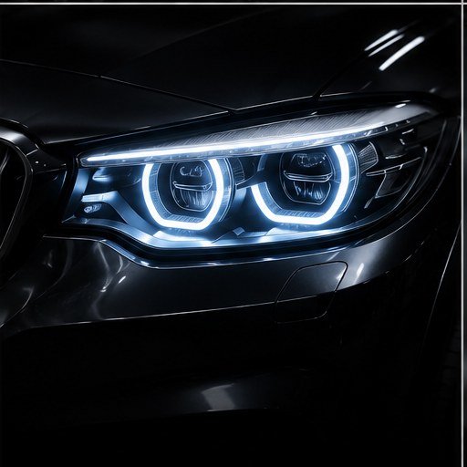 Restored glowing BMW headlight